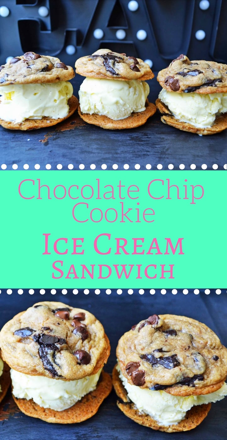 Chocolate Chip Cookie Ice Cream Sandwich. Ultimate soft chocolate chip cookies stuffed with homemade vanilla bean ice cream. The most popular ice cream sandwich. www.modernhoney.com