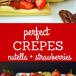Perfect Crepes Recipe with Nutella and Strawberries. Buttery French crepes that melt-in-your-mouth. A list of crepe topping ideas and where to buy the best crepe pans. www.modernhoney.com