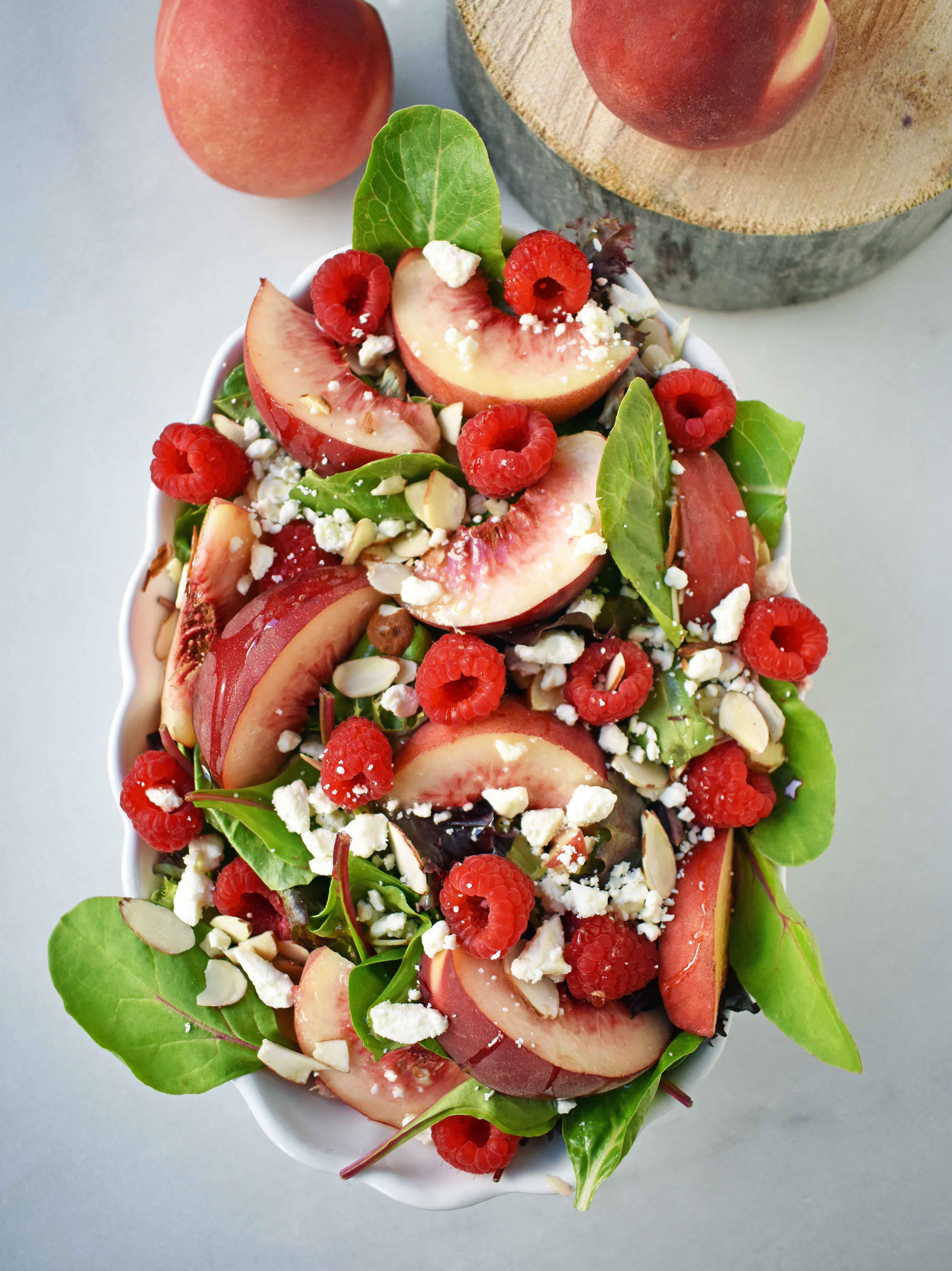 White Peach Raspberry Almond Salad
