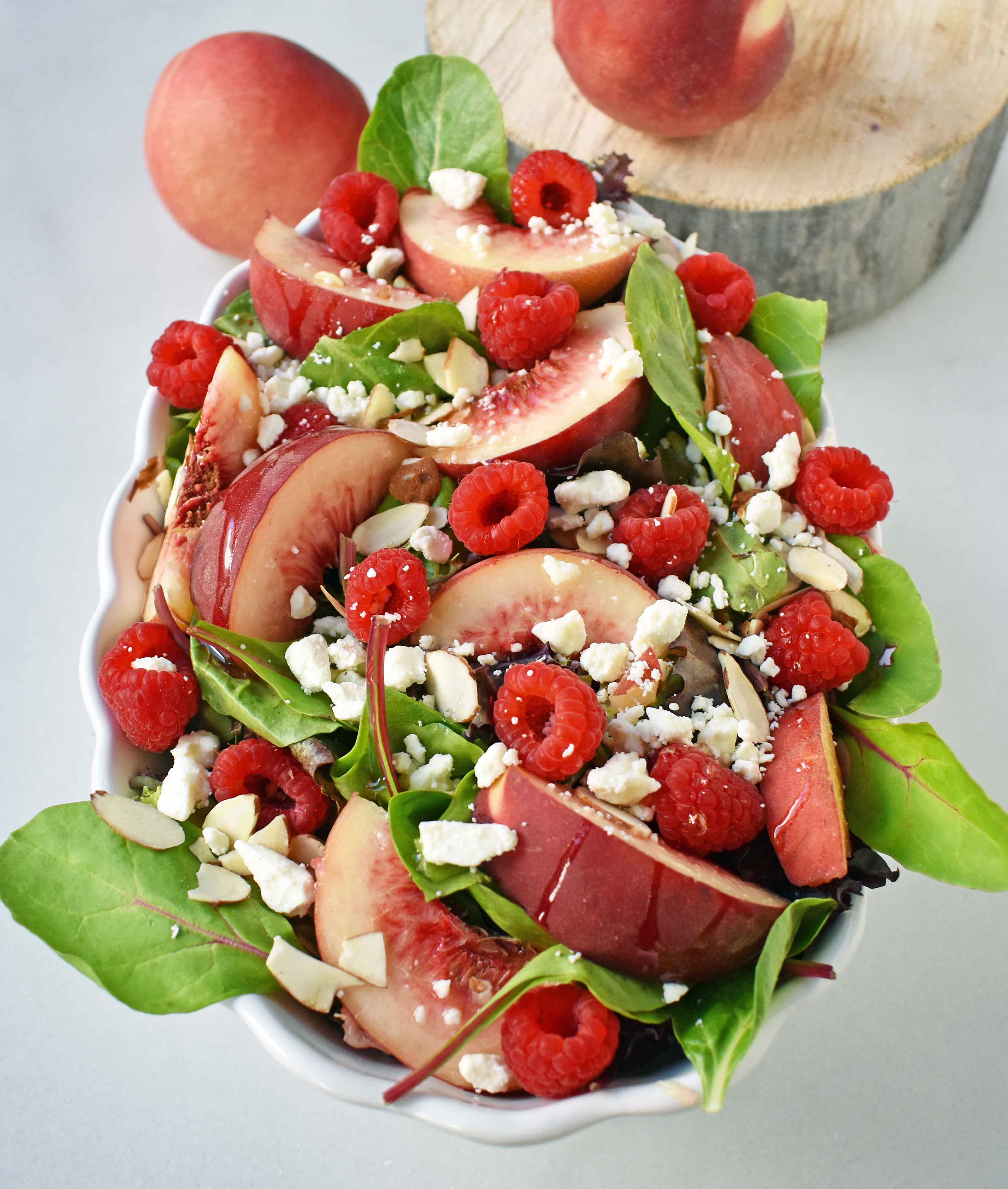White Peach Raspberry Almond Salad