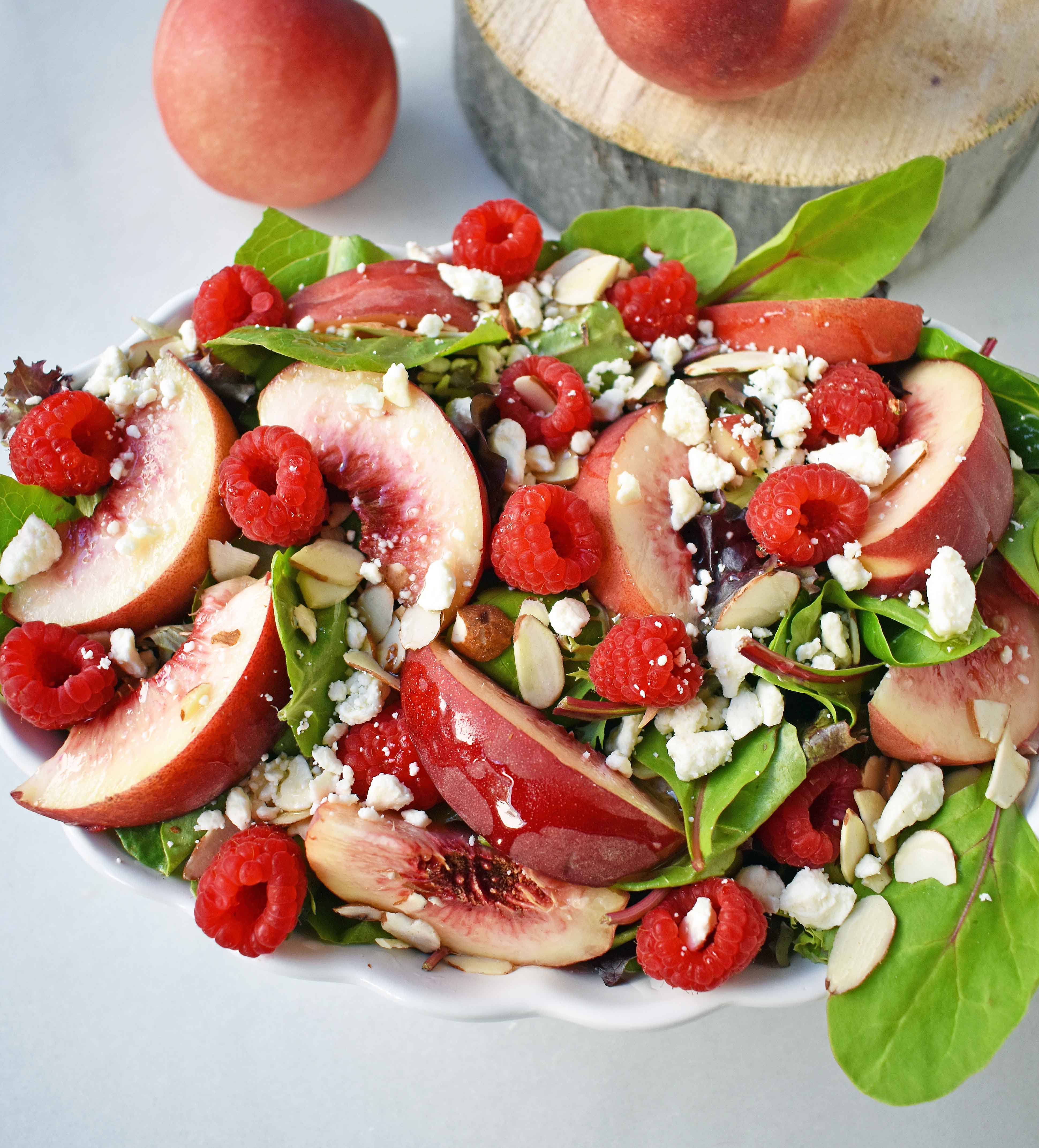 White Peach Raspberry Almond Salad