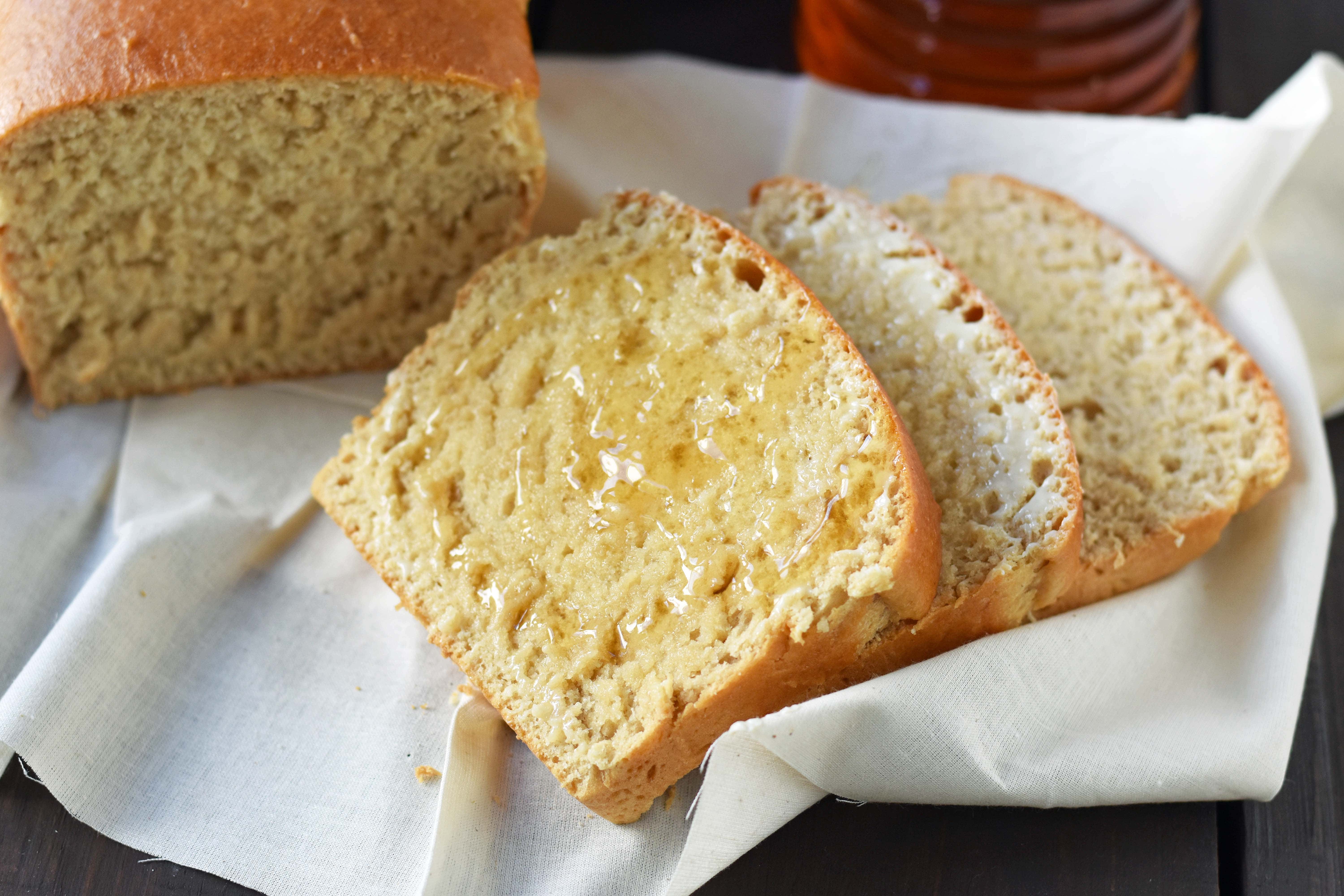 Best Homemade One Hour Whole Wheat Bread. Healthy homemade whole wheat bread made in one hour. Warm bread made from scratch using simple ingredients. No sugar added whole wheat bread recipe. www.modernhoney.com