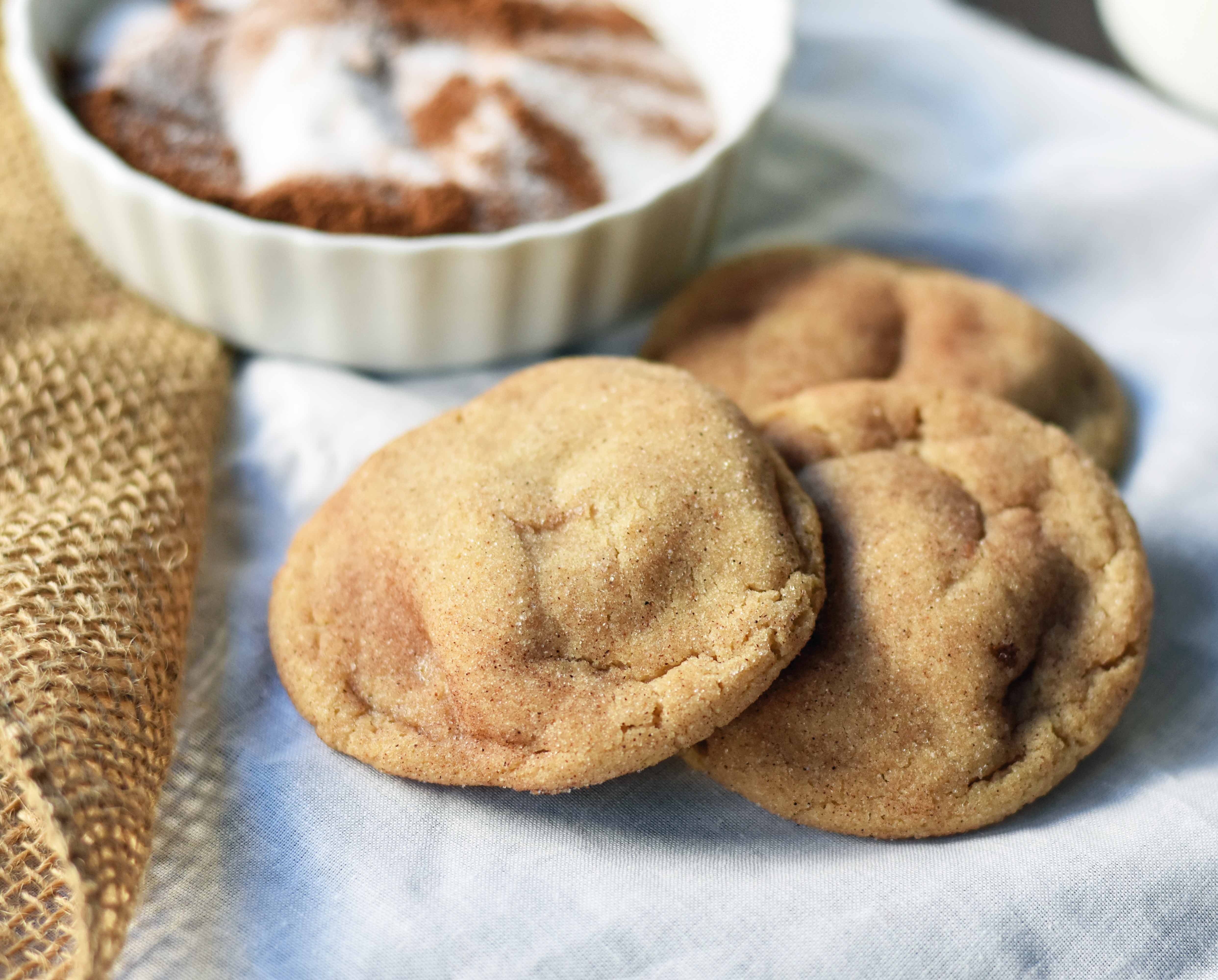 Brown Butter Snickerdoodles Cookies. A soft cinnamon sugar caramel cookie made with golden brown butter. Soft and tangy perfect snickerdoodles cookies. How to make the best snickerdoodles cookies. www.modernhoney.com