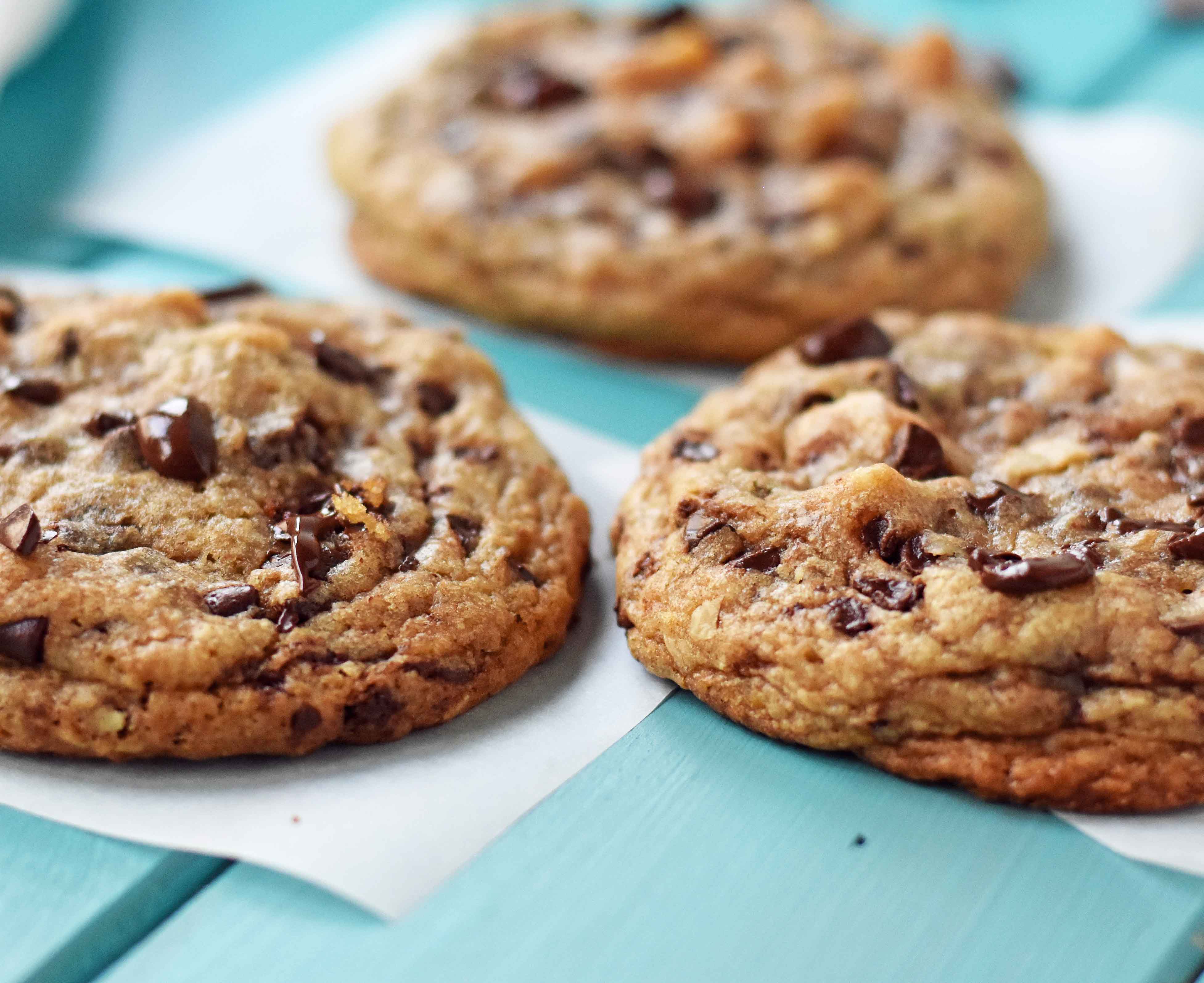 Copycat Doubletree Hotel Chocolate Chip Cookies. The perfect chocolate chip cookie with two secret ingredients. Famous Doubletree Hotel copycat cookie recipe. www.modernhoney.com