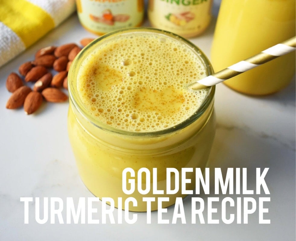 Ancient Golden Milk or Turmeric Tea Recipe. A healing tea full of anti-inflammatory and antioxidant benefits. Simmered with almond milk, turmeric, ginger, cinnamon and a touch of maple syrup. Warm and comforting turmeric tea. www.modernhoney.com