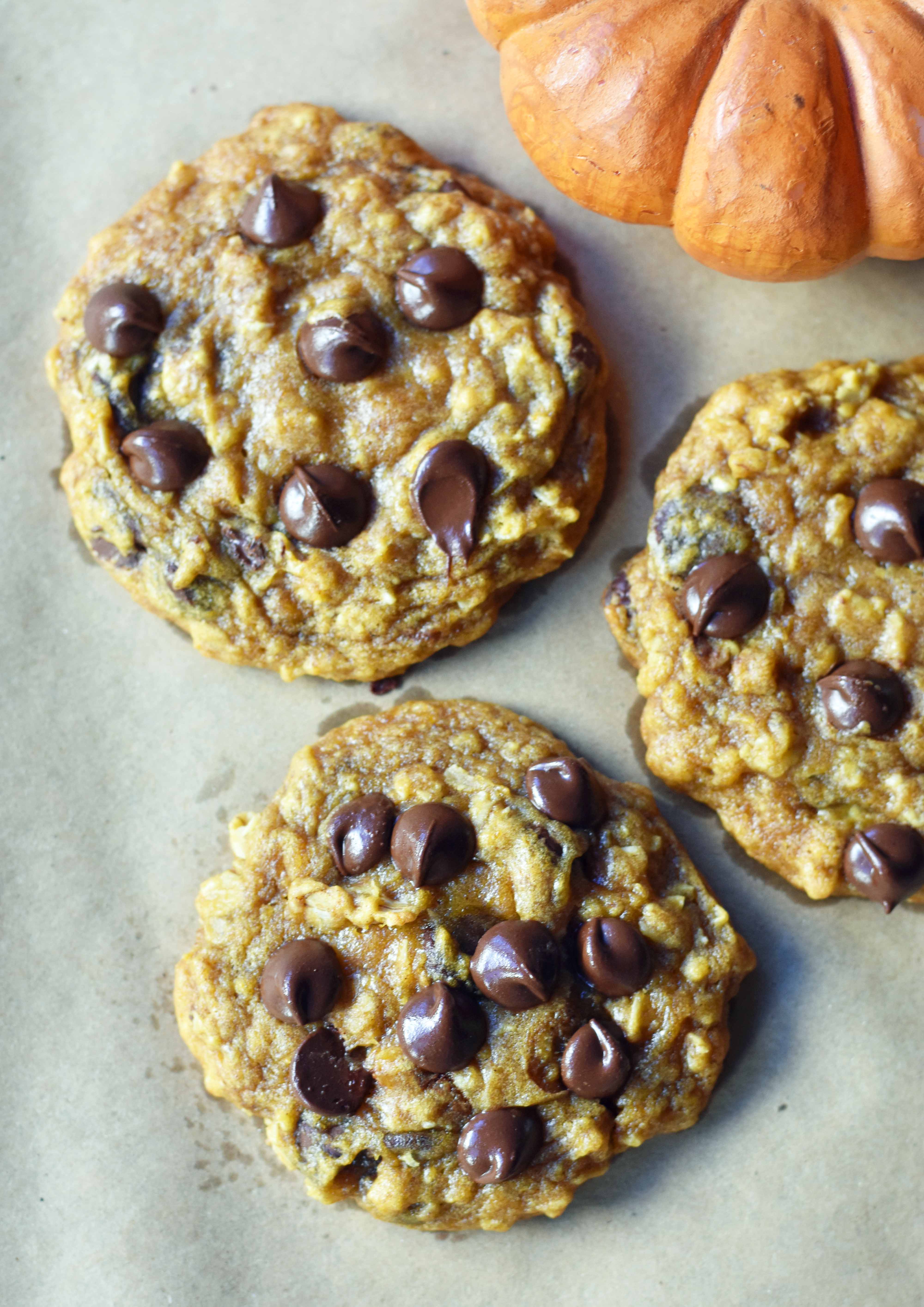 Pumpkin Chocolate Chip Cookies made in a saucepan. How to make perfect chewy, melt-in-your-mouth pumpkin chocolate chip cookies. www.modernhoney.com