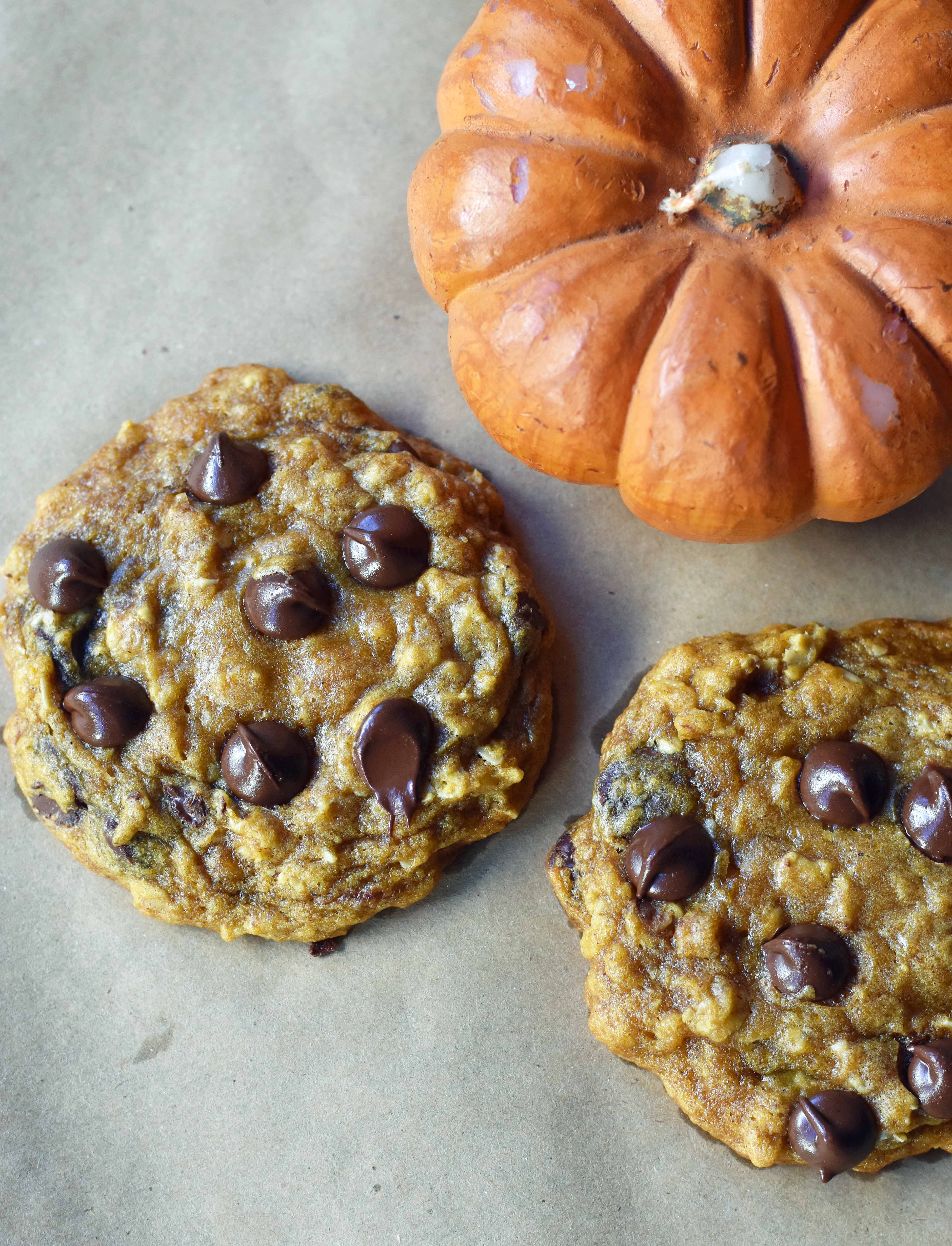 Pumpkin Chocolate Chip Cookies made in a saucepan. How to make perfect chewy, melt-in-your-mouth pumpkin chocolate chip cookies. www.modernhoney.com