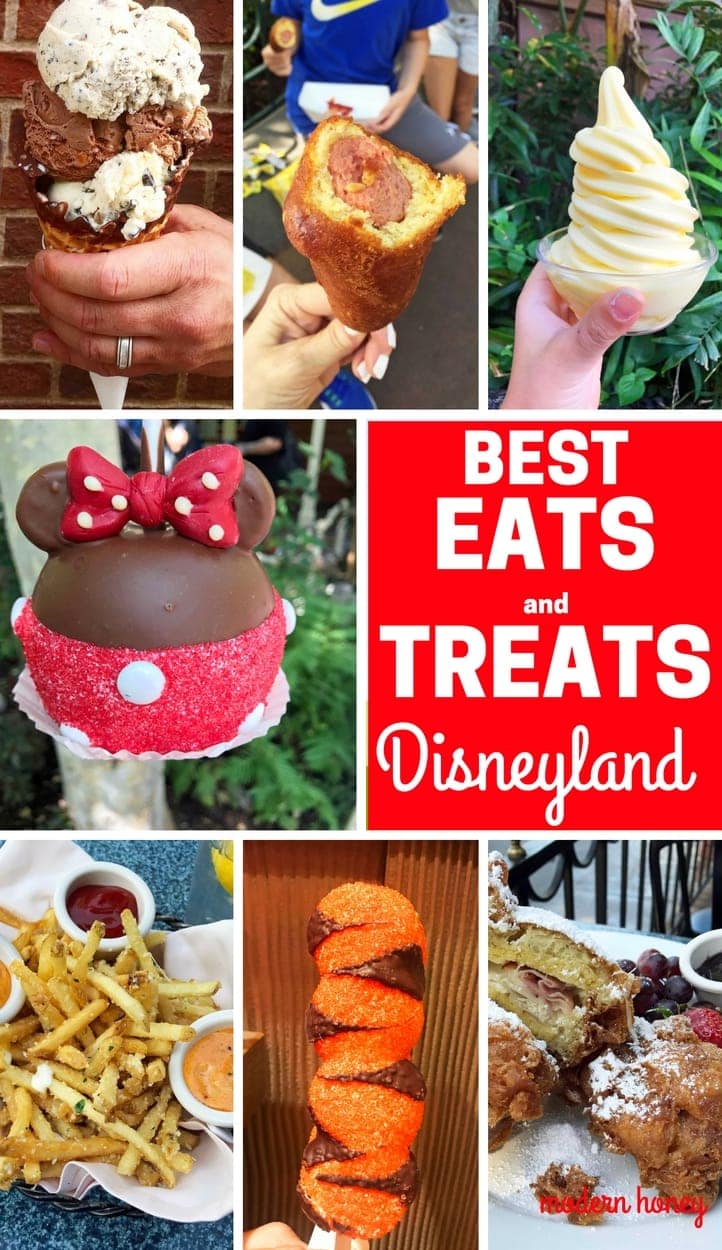 The Best Eats and Treats at Disneyland. The best food to eat at Disneyland. A list of the most popular and favorite food at Disneyland parks. A list of what to eat at Disneyland. www.modernhoney.com