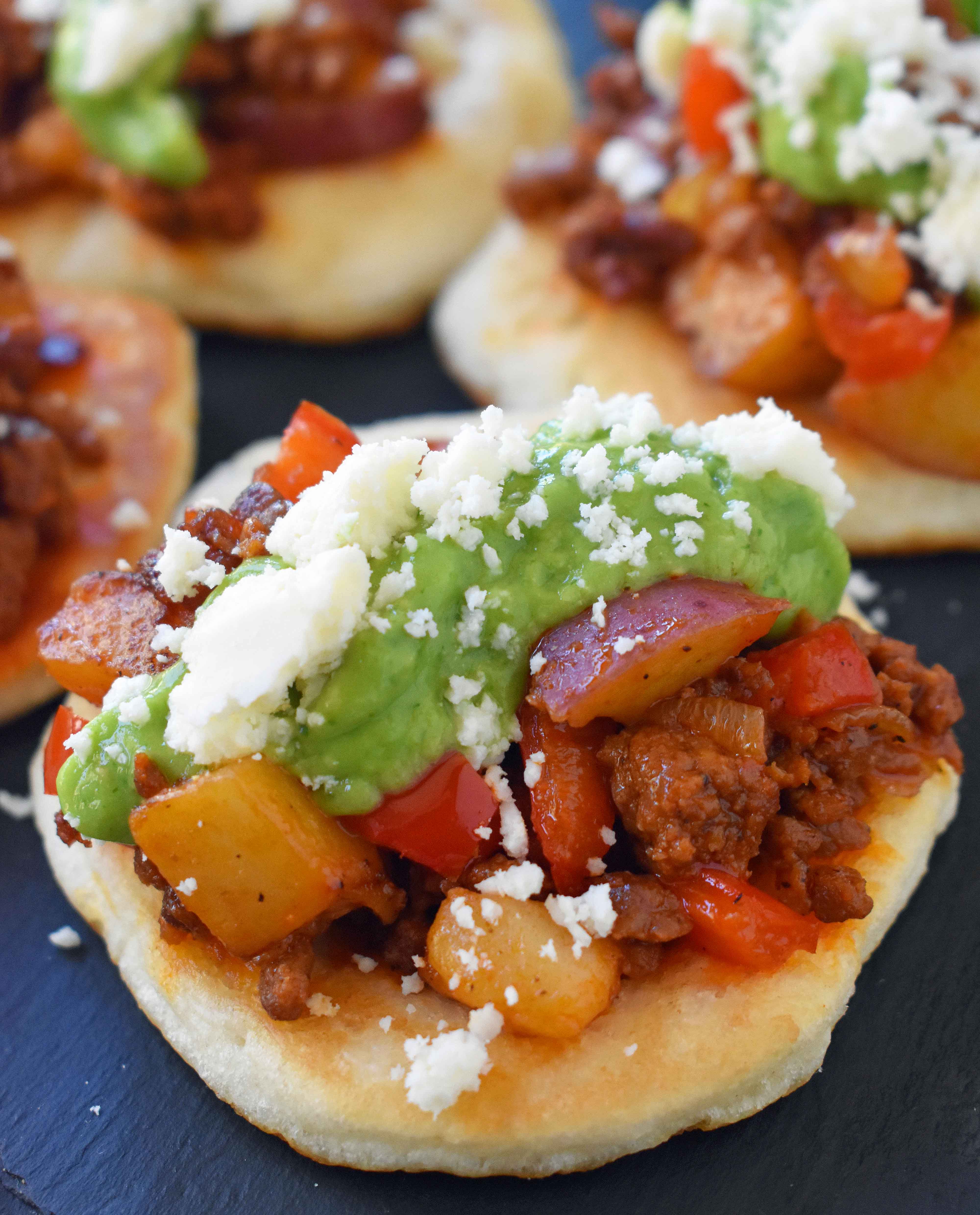 Chorizo Potato Puffy Tacos by Melissa Stadler of the 46th Pillsbury Bake-Off Contest. Chorizo Potato Puffy Tacos topped with a homemade avocado tomatillo salsa and cotija cheese. www.modernhoney.com