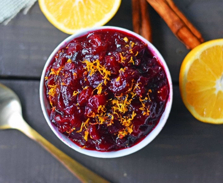 Fresh Homemade Cranberry Orange Sauce. How to make cranberry relish from scratch. A simple cranberry sauce recipe with fresh cranberries, sugar, orange juice, and a cinnamon stick. www.modernhoney.com