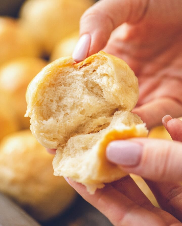 These Dinner Rolls are so light and fluffy and are the best homemade dinner rolls ever! These homemade rolls are made with only 8 ingredients and are so easy.