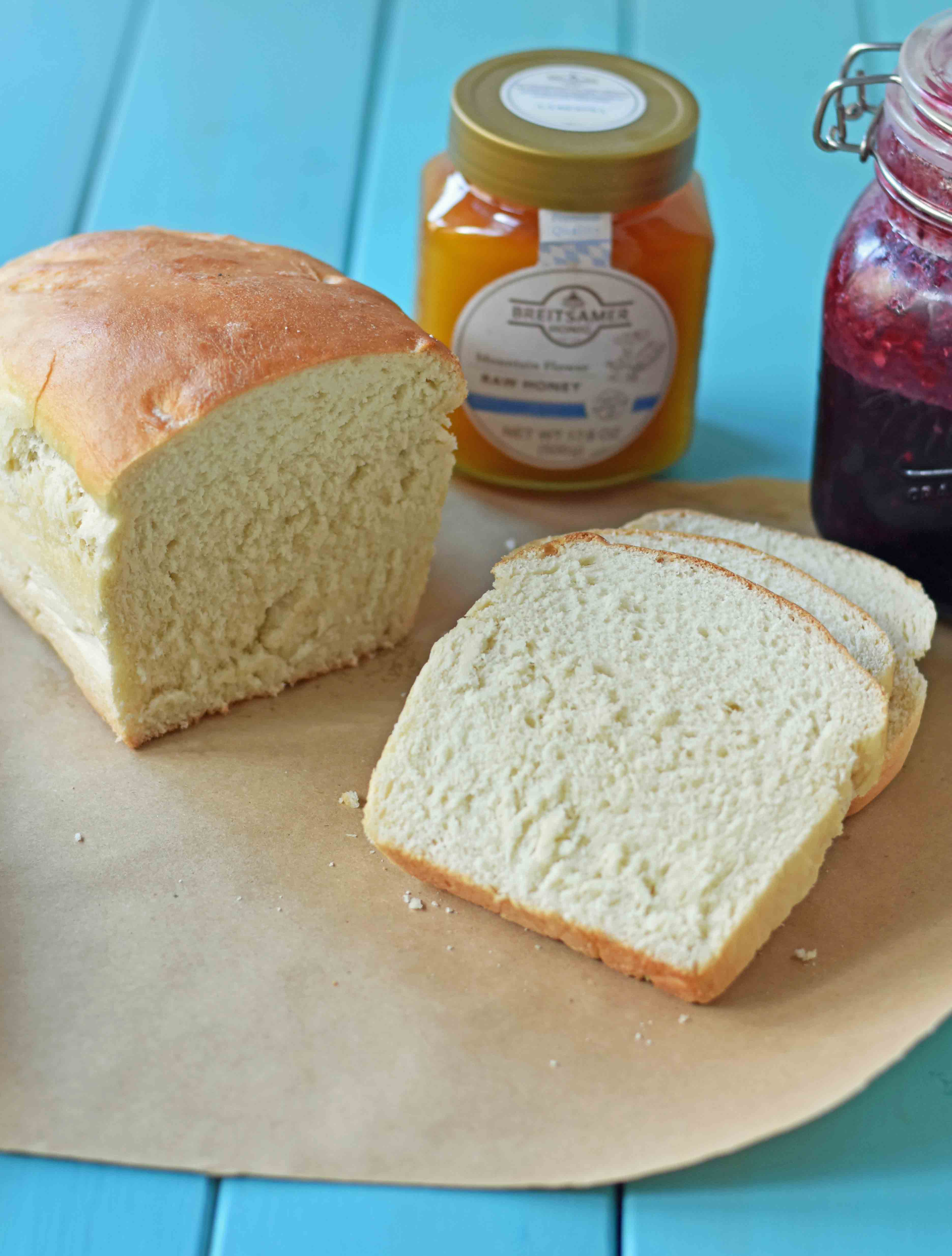 Miracle One Hour White Bread. Homemade bread made in one hour. Quick and easy homemade bread. www.modernhoney.com