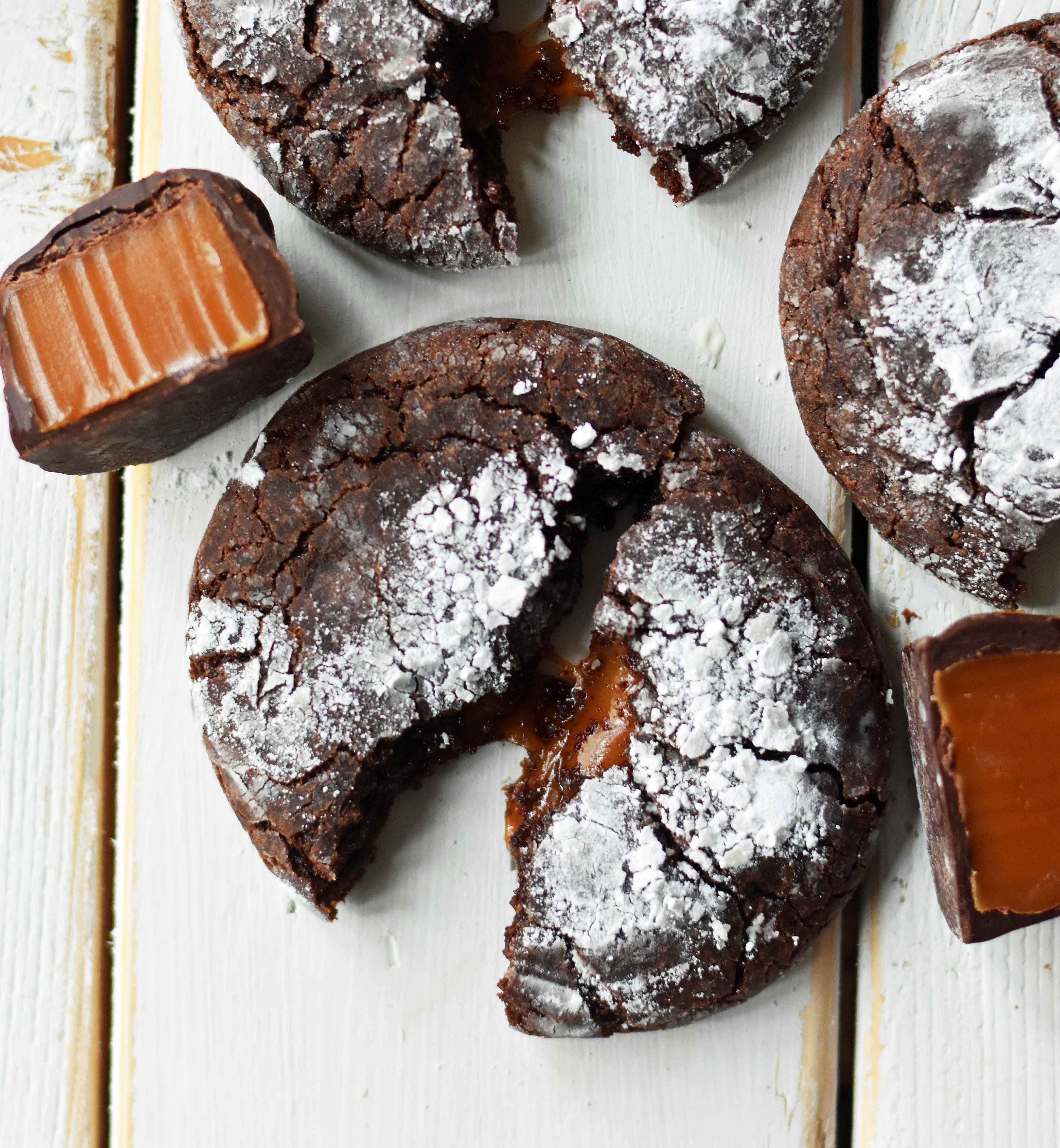 Caramel Filled Chocolate Crinkle Cookies 9