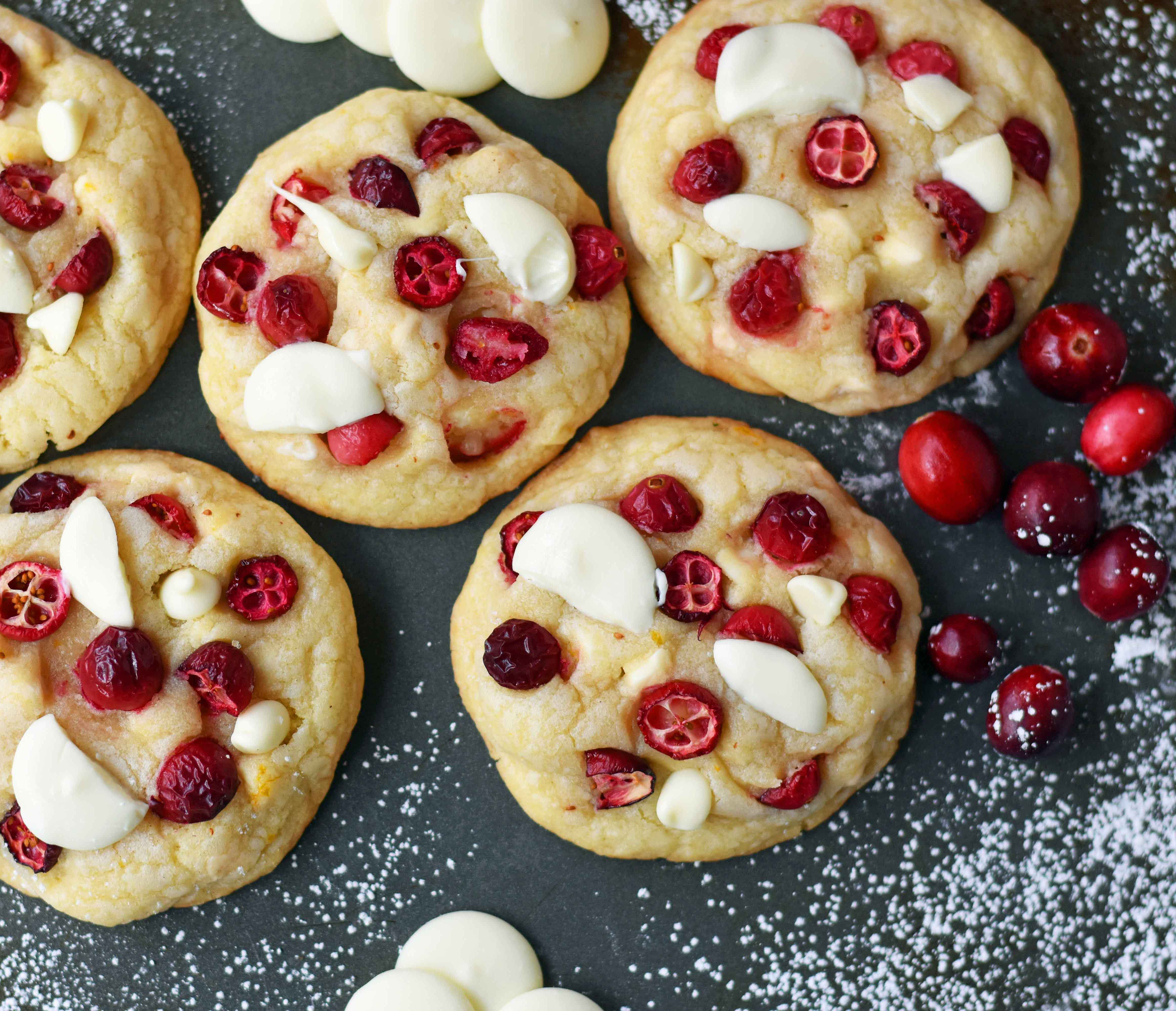 Cranberry Orange White Chocolate Cookies. Citrus orange dough with fresh or dried cranberries, orange zest, and white chocolate chunks. A popular cookie! www.modernhoney.com