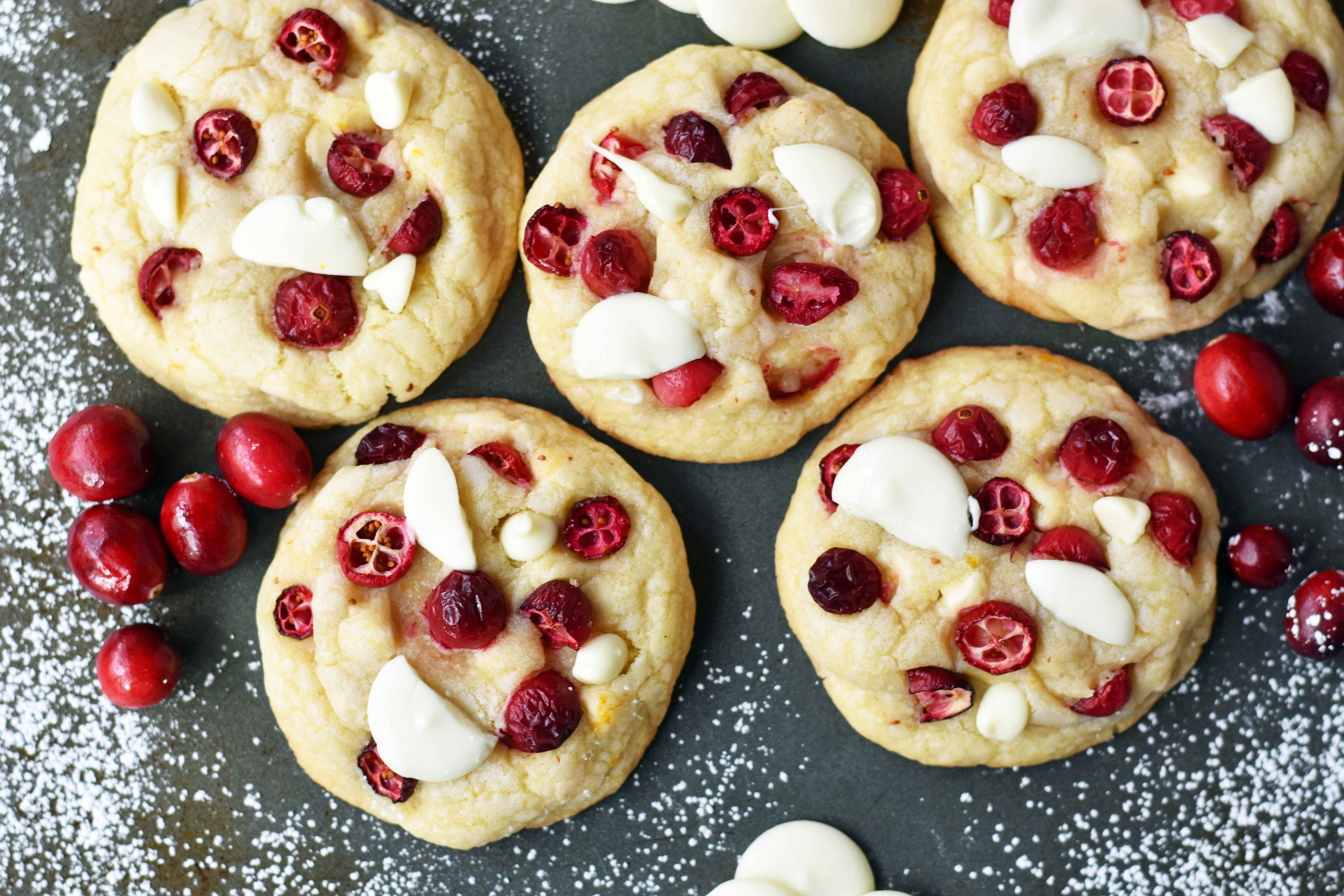 Cranberry Orange White Chocolate Cookies. Citrus orange dough with fresh or dried cranberries, orange zest, and white chocolate chunks. A popular cookie! www.modernhoney.com