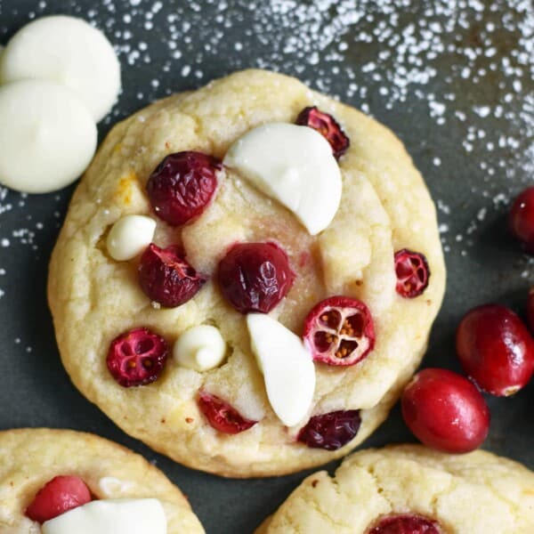 Cranberry Orange White Chocolate Cookies. Citrus orange dough with fresh or dried cranberries, orange zest, and white chocolate chunks. A popular cookie! www.modernhoney.com
