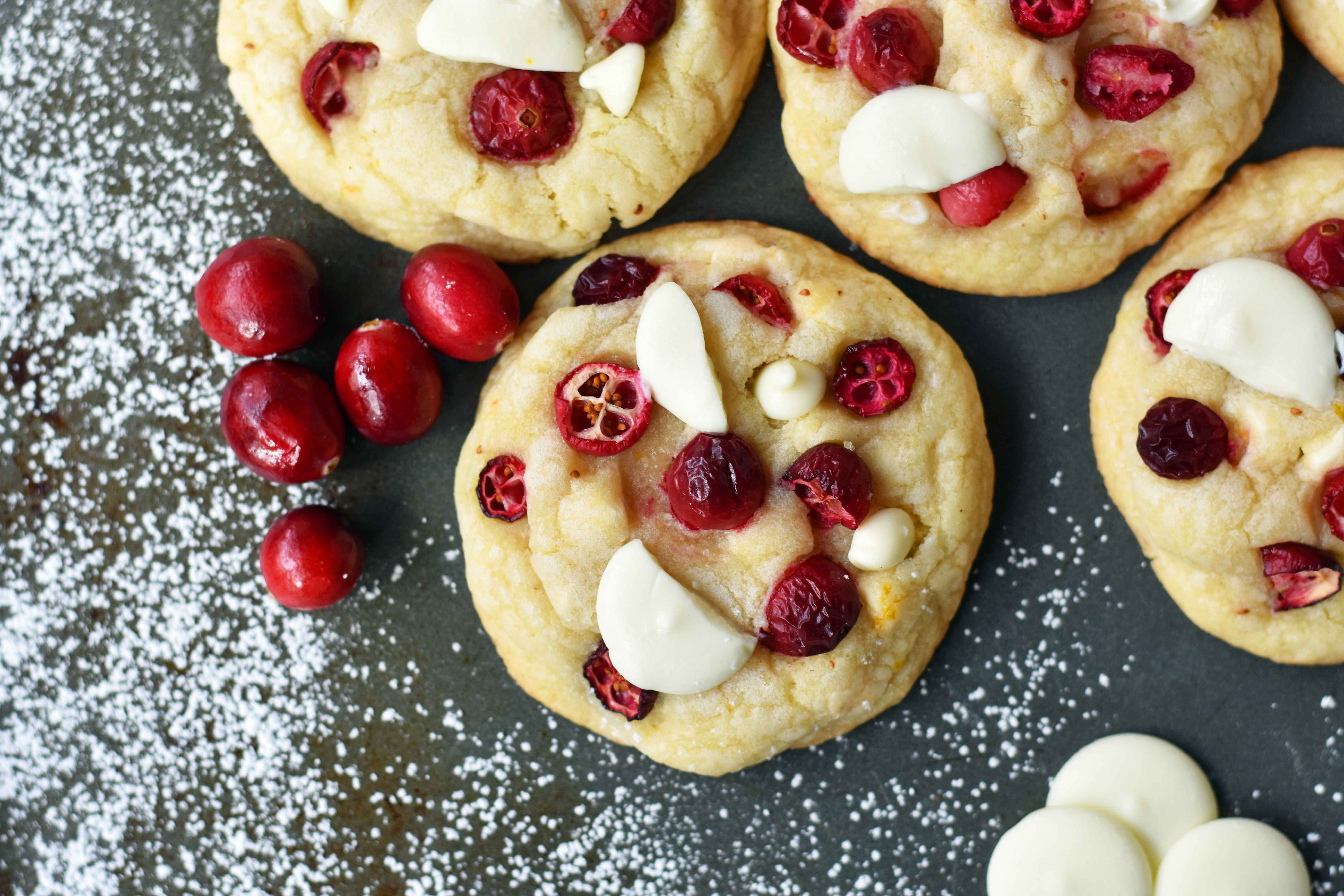 Cranberry Orange White Chocolate Cookies. Citrus orange dough with fresh or dried cranberries, orange zest, and white chocolate chunks. A popular cookie! www.modernhoney.com