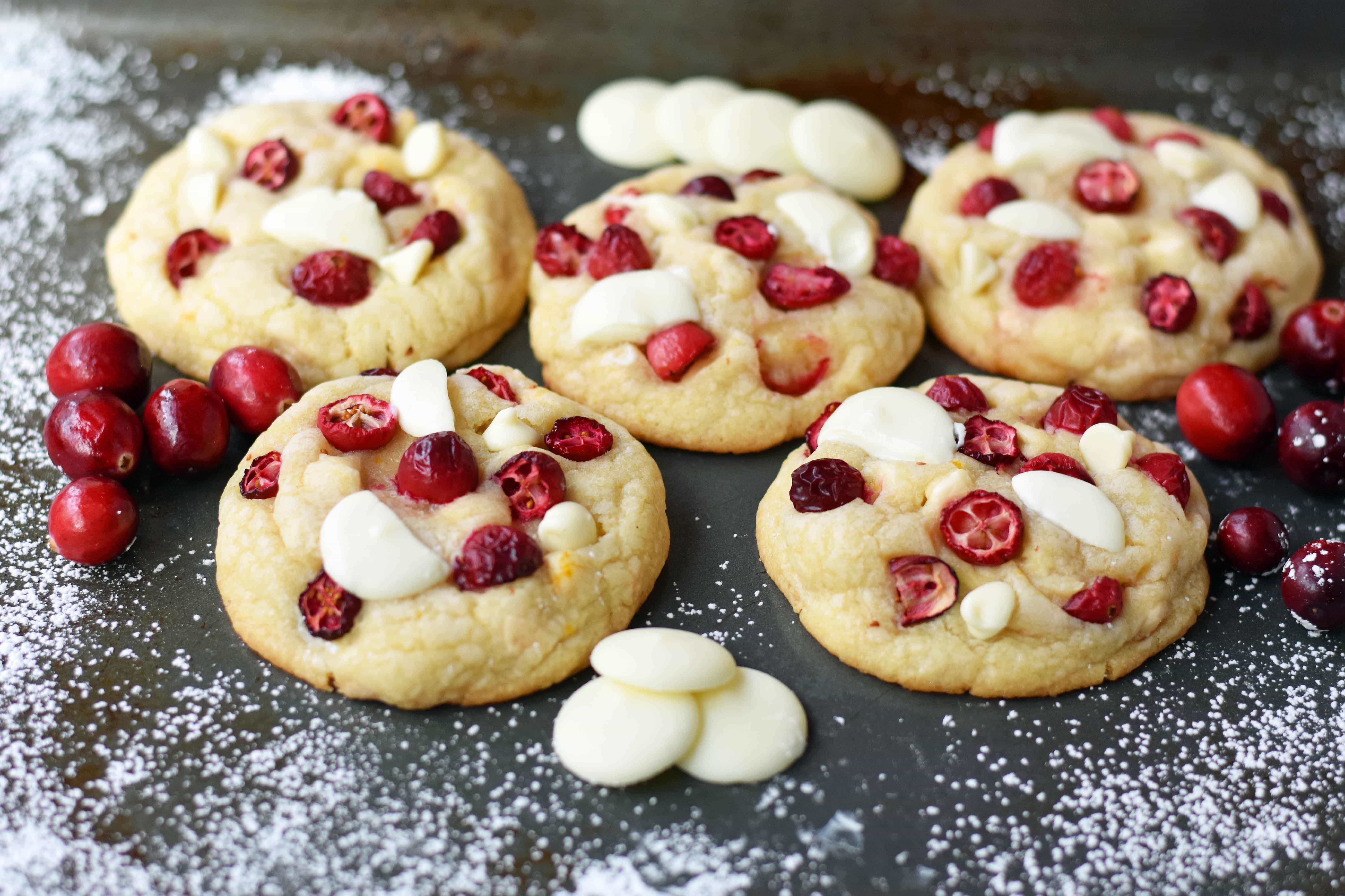 Cranberry Orange White Chocolate Cookies. Citrus orange dough with fresh or dried cranberries, orange zest, and white chocolate chunks. A popular cookie! www.modernhoney.com