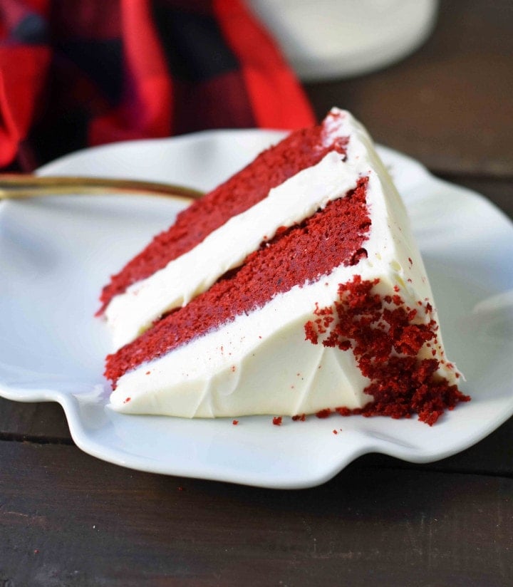 Red Velvet Cake. The best red velvet cake recipe ever. Moist and tender red velvet cake with sweet cream cheese frosting. The perfect red velvet cake recipe. www.modernhoney.com