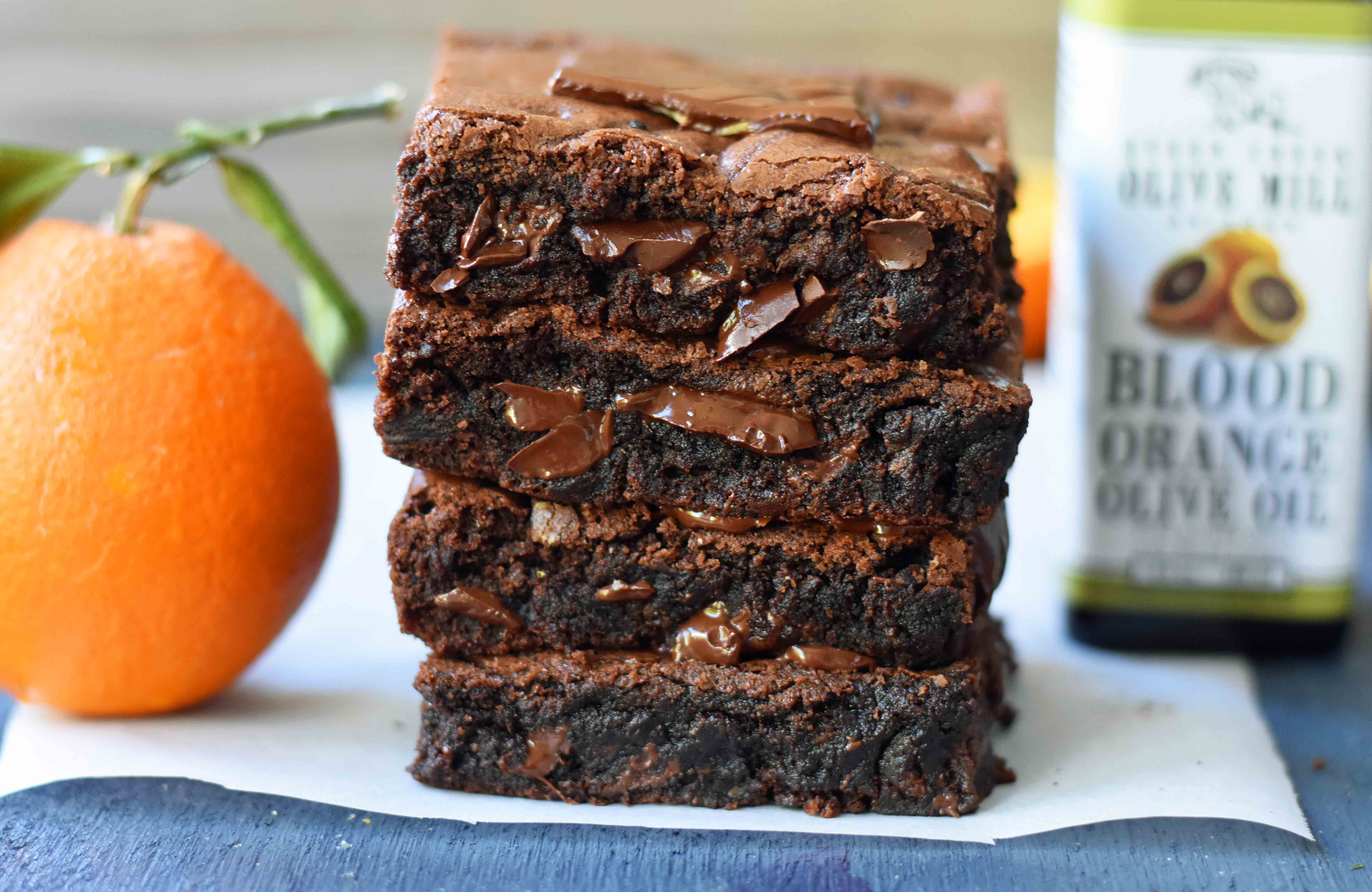 Chocolate Orange Brownies. Chewy dark chocolate and orange brownies. How to make soft chewy homemade brownies. Olive Oil Chocolate Brownies. www.modernhoney.com