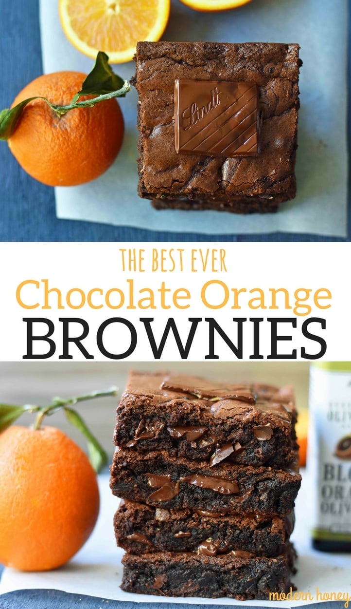 Chocolate Orange Brownies. Chewy dark chocolate and orange brownies. How to make soft chewy homemade brownies. Olive Oil Chocolate Brownies. www.modernhoney.com