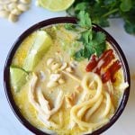 Coconut Curry Noodle Bowls. These Thai Curry Noodles are gluten-free and dairy-free and made in less than 30 minutes. A quick and easy 30-minute meal which is full of flavor. www.modernhoney.com