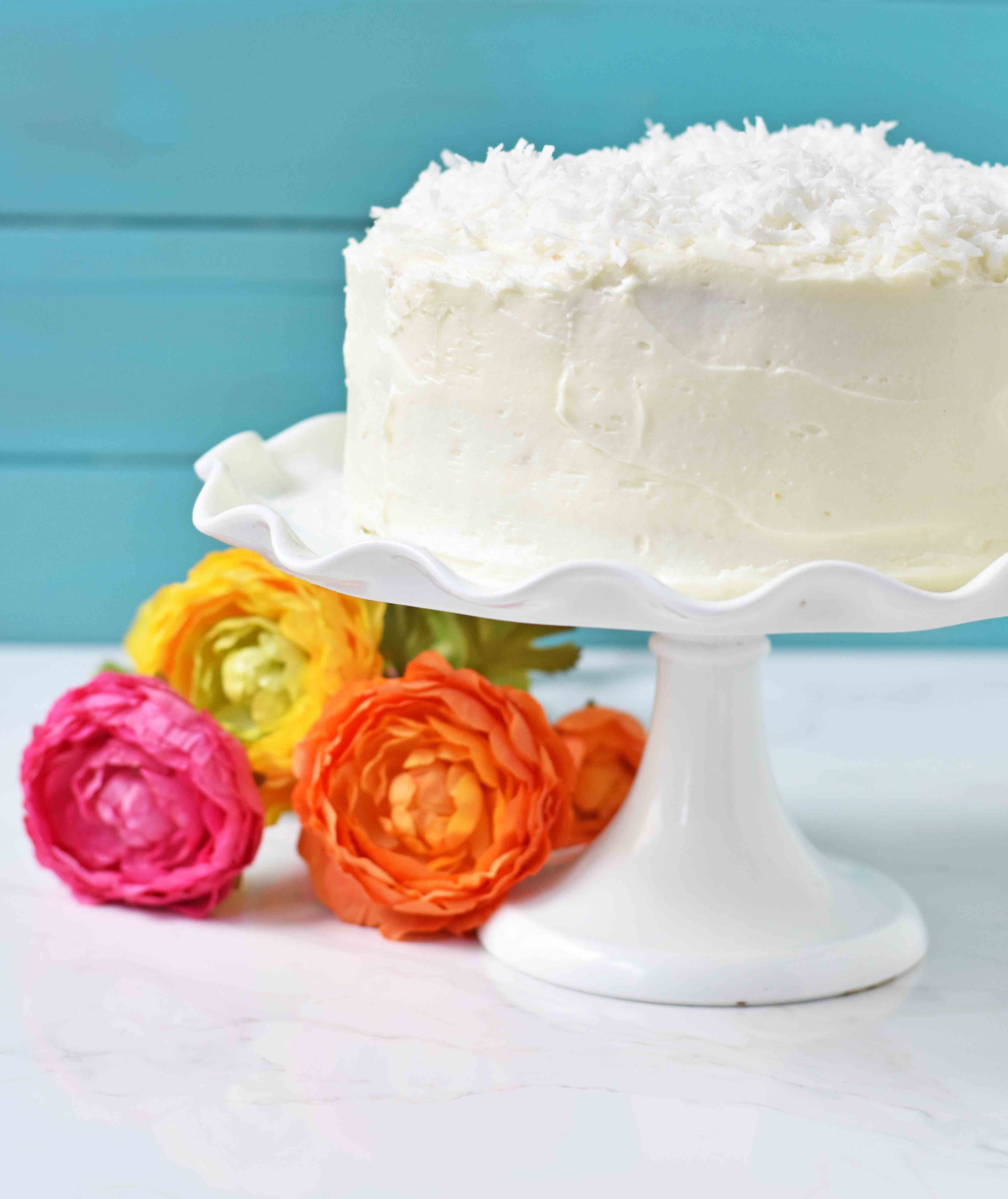 The Best Coconut Cake Recipe. Moist coconut cake with sweet cream cheese frosting. The perfect Southern Coconut Cake Recipe. www.modernhoney.com