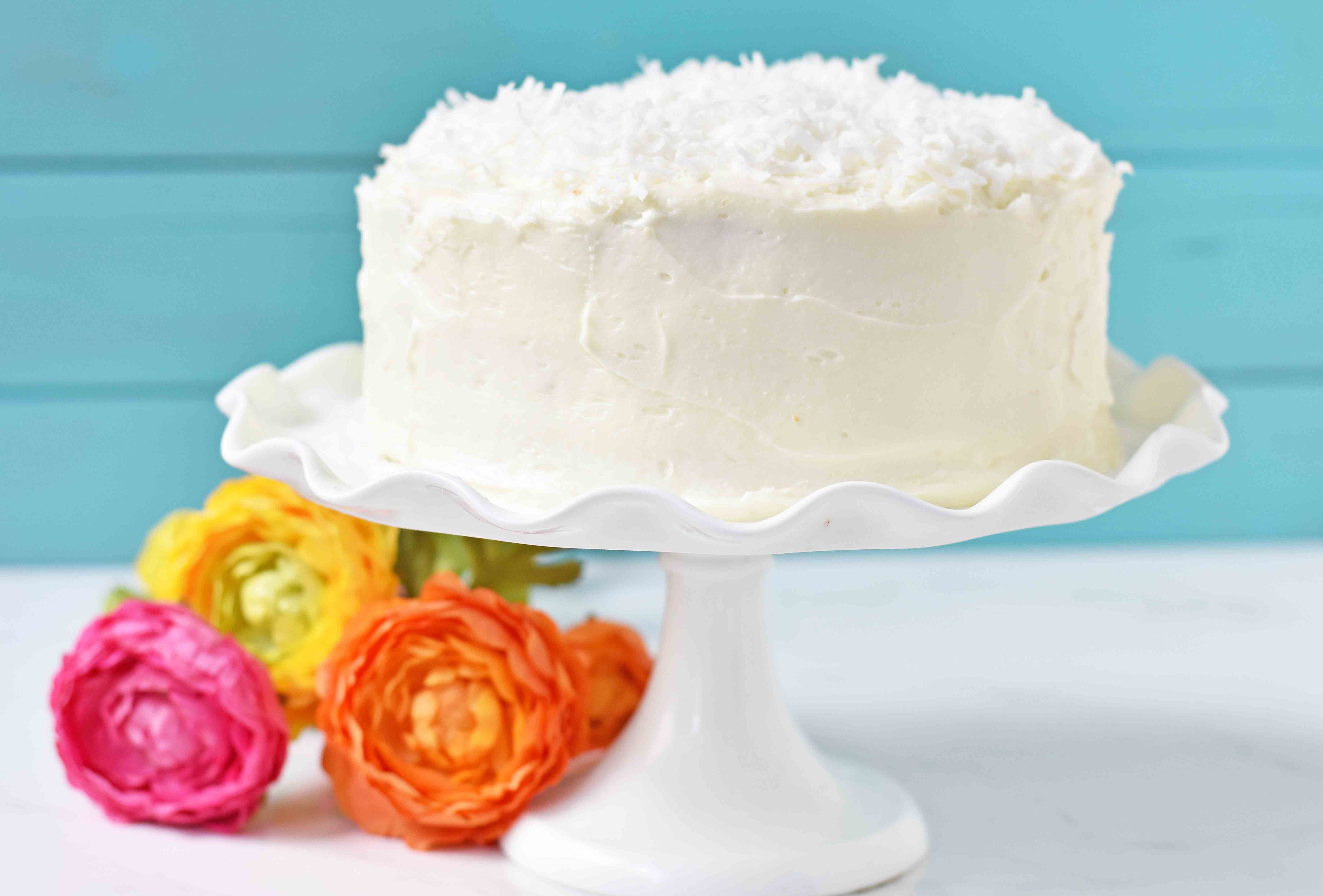 The Best Coconut Cake Recipe. Moist coconut cake with sweet cream cheese frosting. The perfect Southern Coconut Cake Recipe. www.modernhoney.com