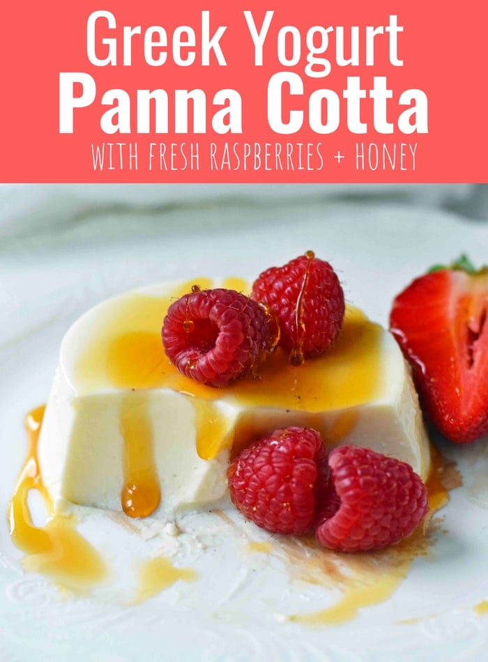 Greek Yogurt Panna Cotta Recipe. A silky smooth, creamy greek yogurt panna cotta recipe with fresh fruit. www.modernhoney.com #pannacotta #greekyogurtpannacotta