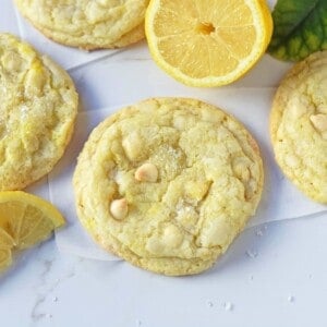 Lemon White Chocolate Chip Cookies. Soft and chewy lemon sugar cookies with white chocolate chips. White Chocolate Lemon Cookies Recipe. www.modernhoney.com