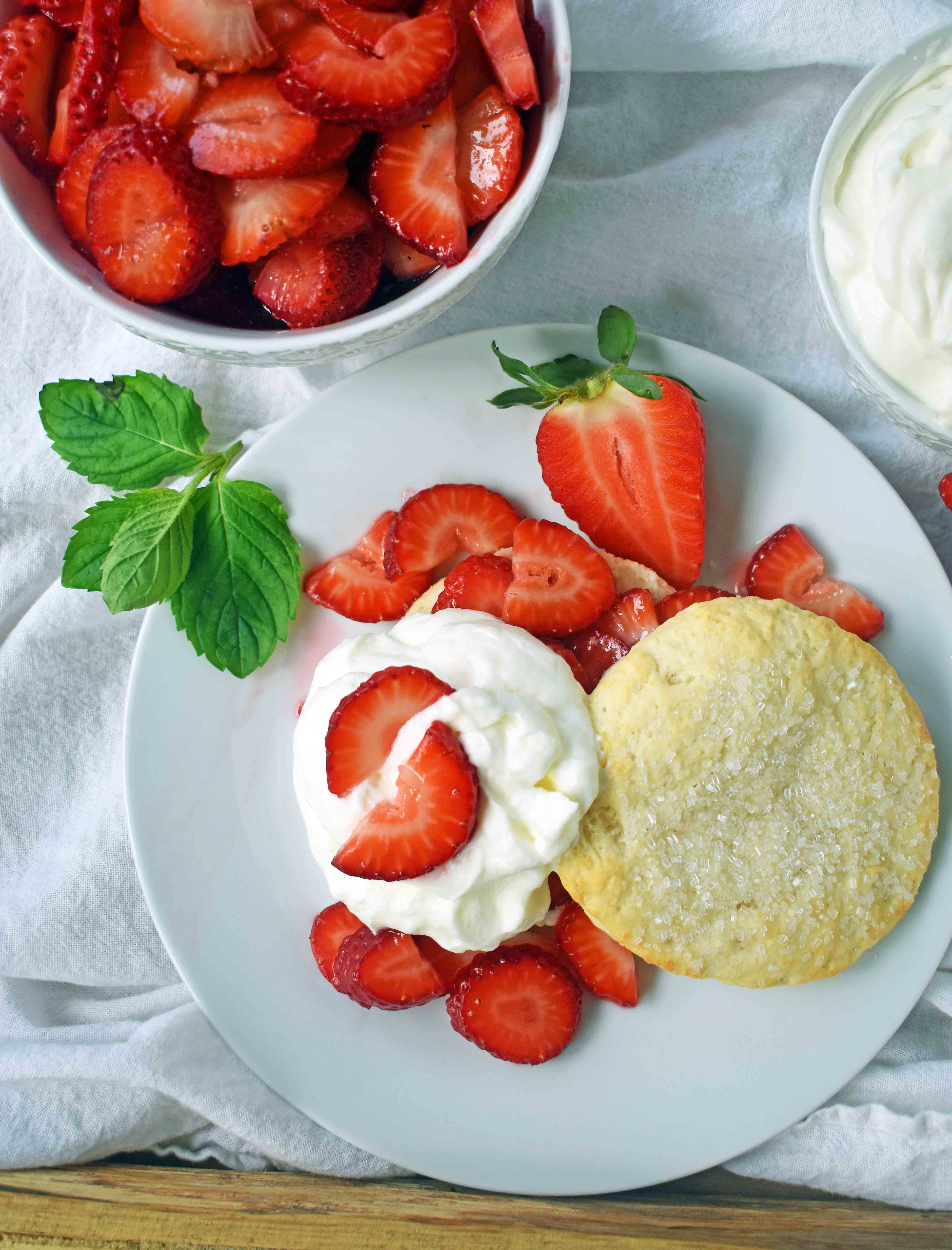 Strawberry Shortcake with Sweet Biscuits, Sugared Strawberries, and Homemade Sweetened Whipped Cream. The BEST Strawberry Shortcake Recipe. A Southern classic Strawberry Shortcake with biscuits. www.modernhoney.com