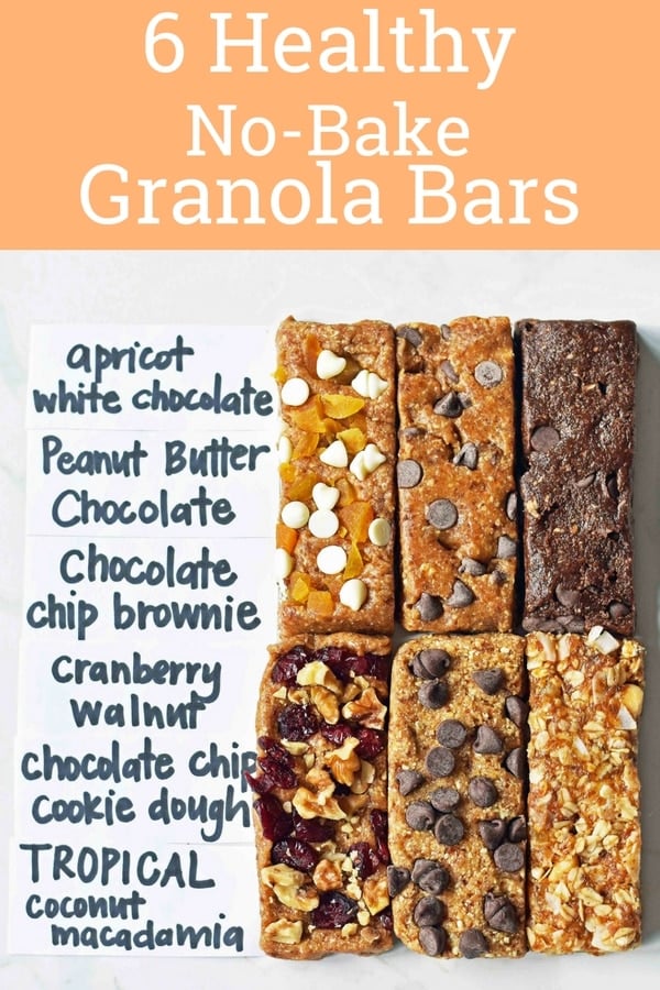 6 Homemade Granola Energy Bars Recipes. Larabar copycat recipes. Healthy granola bar recipes made with all-natural ingredients. Peanut Butter Chocolate Granola Bars, Chocolate Chip Cookie Dough Granola Bars, Apricot White Chocolate Granola Bars, Chocolate Chip Brownie Granola Bars, Tropical Pineapple Coconut Macadamia Granola Bars, Cranberry Walnut Granola Bars. Healthy bars made with rolled oats, dates, nut butter, and honey. www.modernhoney.com