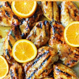 Honey Mustard Grilled Chicken. How to make sweet and tangy grilled honey mustard chicken. A honey mustard marinade and sauce in one! The perfect chicken for your summer BBQ. www.modernhoney.com #honeymustard #honeymustardchicken