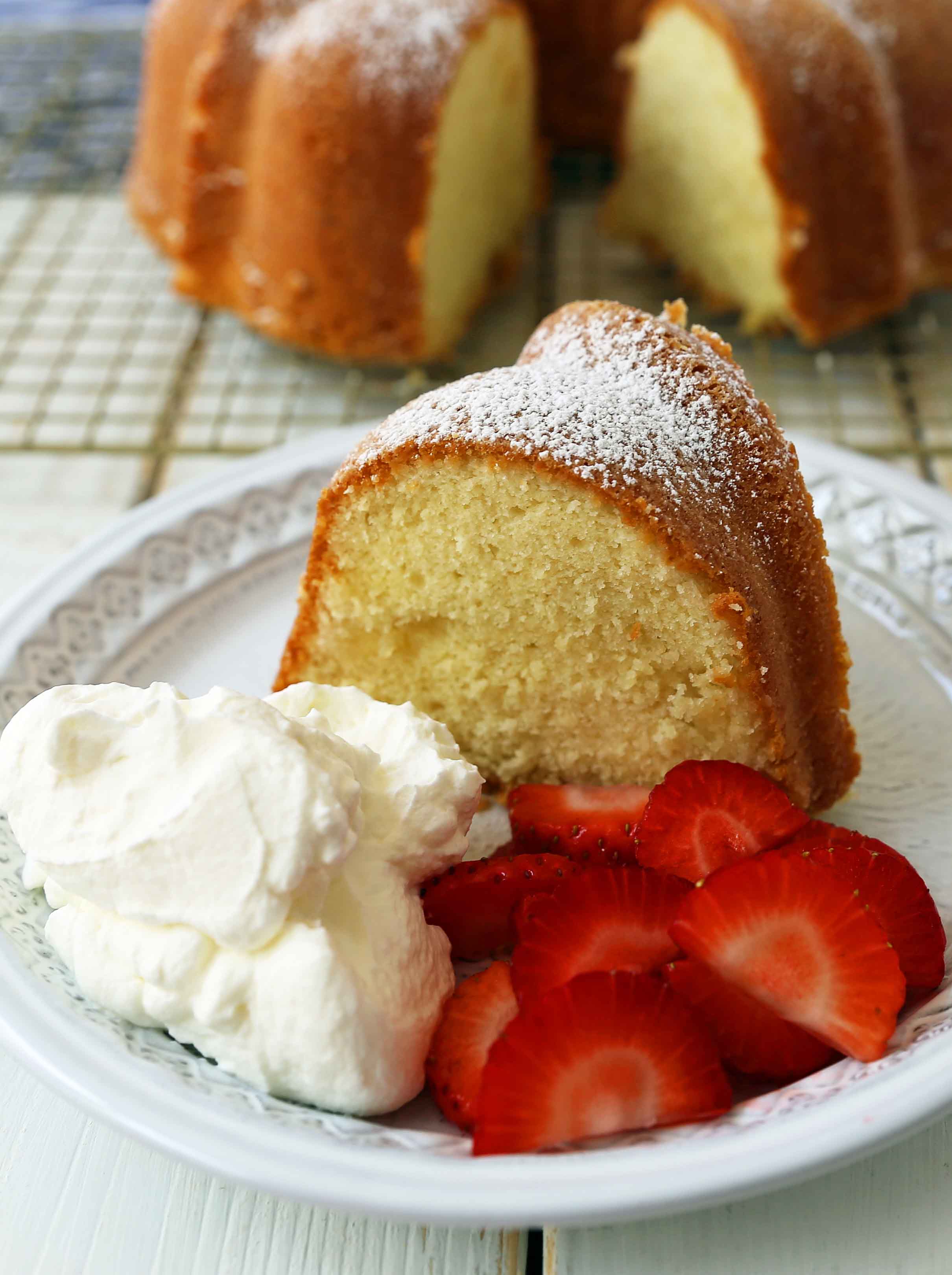 The BEST Cream Cheese Pound Cake. How to make the perfect pound cake in a bundt pan. Buttery cream cheese pound cake goes with everything! This is such a popular cake that is wonderful on its own or in a trifle or berry compote. www.modernhoney.com #poundcake #bundtcake #cake #creamcheesecake