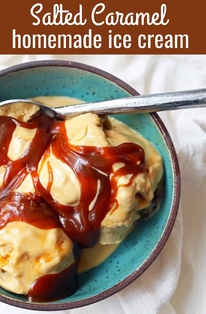 Salted Caramel Ice Cream. The Best Homemade Sea Salt Caramel Ice Cream Recipe. How to make homemade caramel ice cream. www.modernhoney.com #icecream #homemadeicecream #saltedcaramel #seasaltcaramel