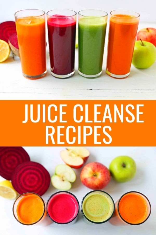 Healthy Juice Cleanse Recipes. Four health fresh fruit and vegetable juice recipes. How to make fresh juices at home for a fraction of the price. Find out the immune boosting and health benefits from juicing. www.modernhoney.com #juicing #juices #fruitandvegetablejuices #juicingrecipes