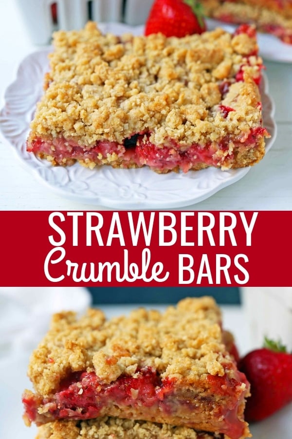 Strawberry Oat Crumble Bars Recipe. Homemade Strawberry Crumble Bars. The perfect Summer dessert bar using fresh strawberries. Strawberry Oatmeal Crumble Bars are made with a buttery oatmeal crust and a fresh strawberries and jam filling. www.modernhoney.com #strawberrybars @strawberryoatbars #strawberryoatmealbars #strawberryrecipes