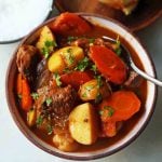 Hearty Beef Stew Recipe is the ultimate comfort food. A healthy beef stew recipe using lean beef, yukon gold potatoes, carrots, onions, in a rich broth. The perfect beef stew recipe! www.modernhoney.com #beefstew #beefstewrecipe #beefsoup #homemadebeefstew #comfortfood #Kroger