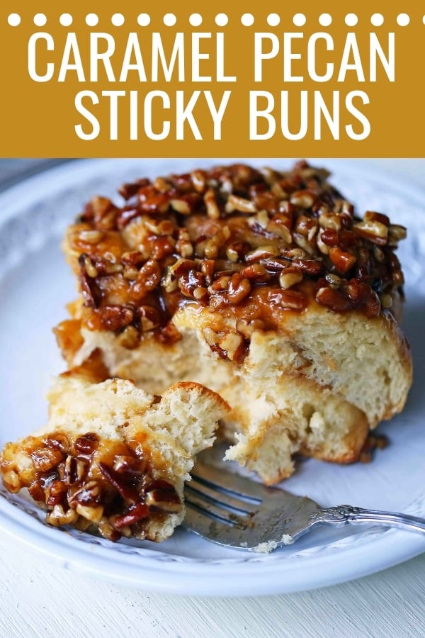 Caramel Pecan Rolls Homemade sweet rolls with rich caramel sauce and pecans. The perfect pecan sticky buns recipe! How to make homemade sticky buns from scratch. www.modernhoney.com #stickybuns #pecanrolls #caramelpecanrolls #caramelrolls #caramelstickybuns #pecanbuns