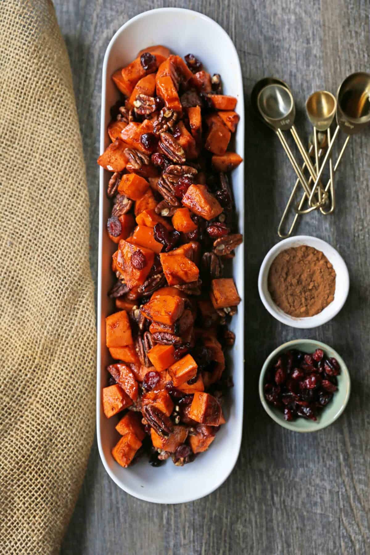 Roasted Sweet Potatoes with Pecans and Cranberries – Modern Honey