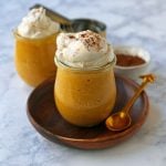 Pumpkin Cheesecake Mousse. This no-sugar-added creamy pumpkin cheesecake mousse is the perfect no-bake pumpkin dessert. Low-carb pumpkin dessert options. www.modernhoney.com #pumpkin #pumpkinmousse #pumpkindessert #ketofriendly #ketodessert