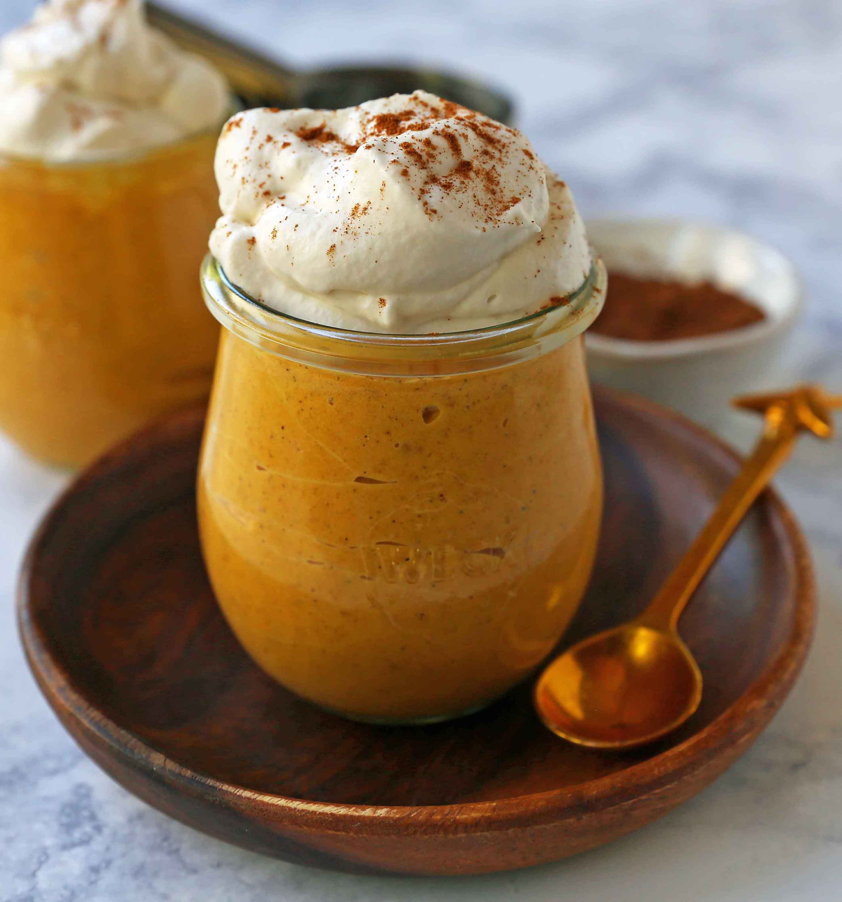 Pumpkin Cheesecake Mousse. This no-sugar-added creamy pumpkin cheesecake mousse is the perfect no-bake pumpkin dessert. Low-carb pumpkin dessert options. www.modernhoney.com #pumpkin #pumpkinmousse #pumpkindessert #ketofriendly #ketodessert