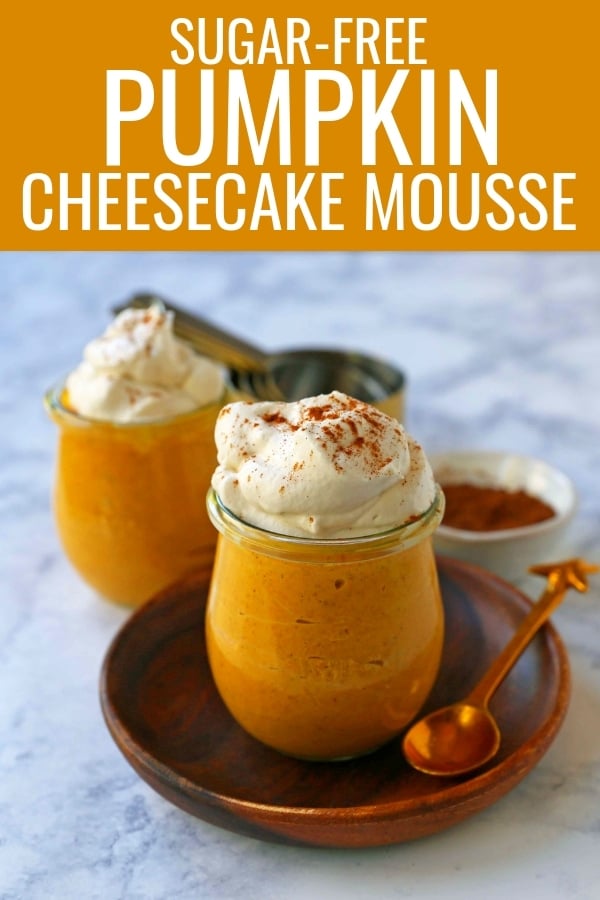 Pumpkin Cheesecake Mousse. This no-sugar-added creamy pumpkin cheesecake mousse is the perfect no-bake pumpkin dessert. Low-carb pumpkin dessert options. www.modernhoney.com #pumpkin #pumpkinmousse #pumpkindessert #ketofriendly #ketodessert