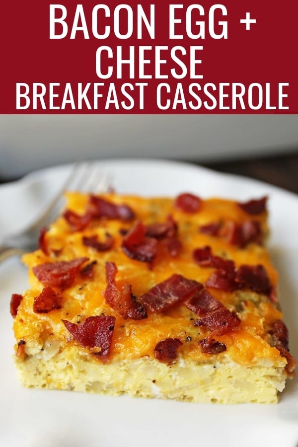 Bacon Egg and Cheese Casserole. An easy breakfast casserole recipe. Green Chili Bacon Cheese Egg Breakfast Souffle. www.modernhoney.com #breakfast #eggs #eggdish #eggcasserole #breakfastcasserole #christmas #christmasbreakfast #christmascasserole