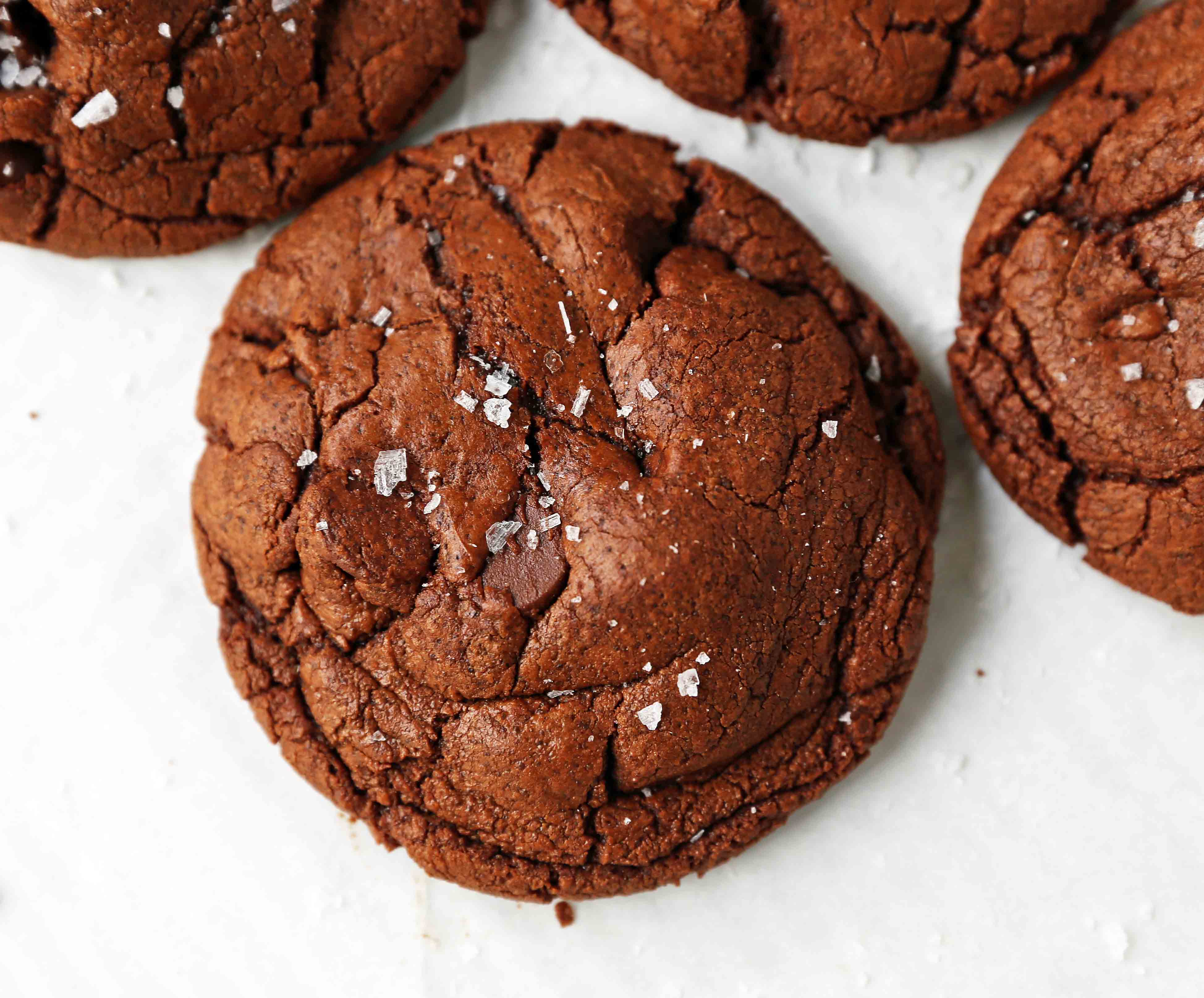 Chocolate Brownie Cookies. Rich, decadent triple chocolate cookies are so decadent. The perfect chocolate brownie cookie recipe! www.modernhoney.com #chocolatebrowniecookies #browniecookies #chocolatecookies 