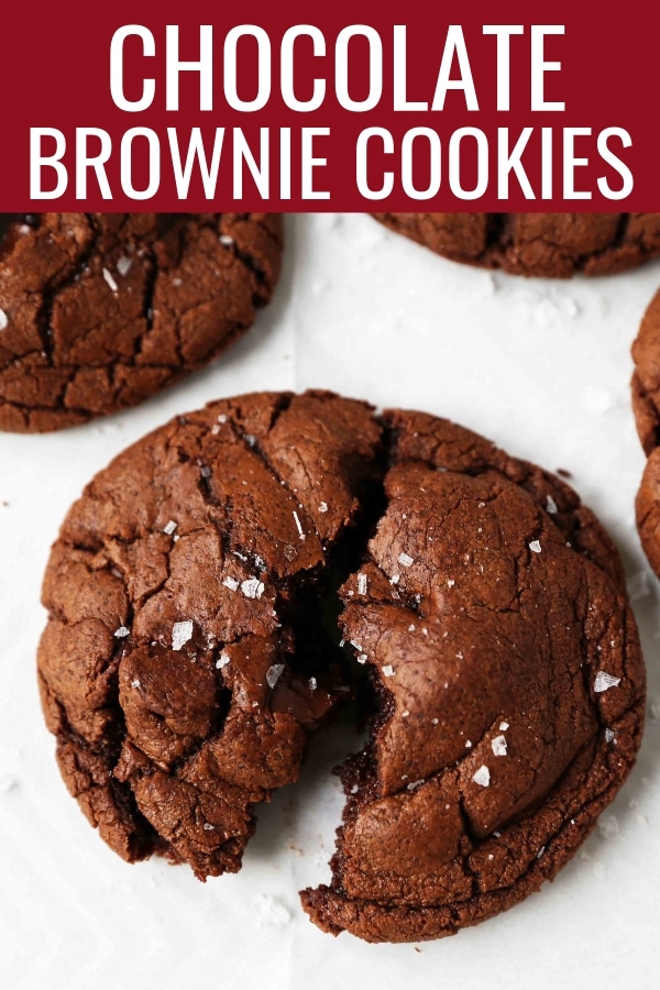 Chocolate Brownie Cookies. Rich, decadent triple chocolate cookies are so decadent. The perfect chocolate brownie cookie recipe! www.modernhoney.com #chocolatebrowniecookies #browniecookies #chocolatecookies