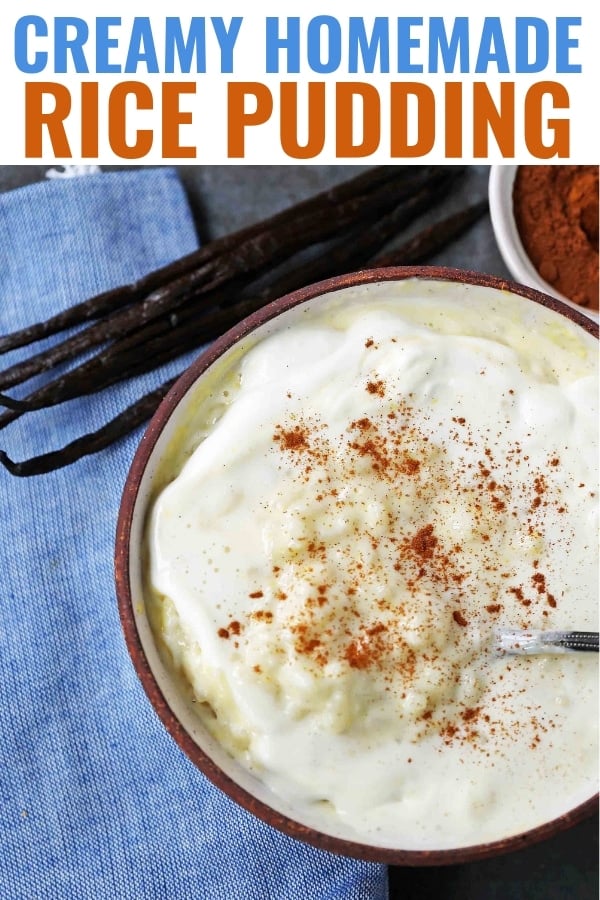 Creamy Homemade Rice Pudding. Rich and Creamy Rice Pudding with Creme Anglaise and Fresh Whipped Cream. www.modernhoney.com #ricepudding #ricepuddingrecipe #christmasrecipes #christmasrecipes