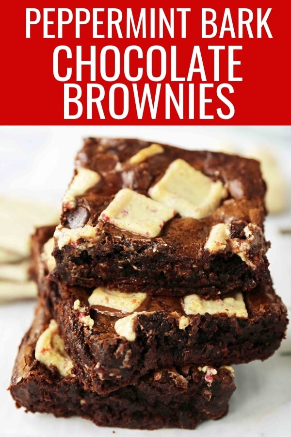 Peppermint Bark Chocolate Brownies. Decadent homemade chocolate brownies with white chocolate peppermint bark. The perfect Christmas holiday brownie. www.modernhoney.com #peppermintbarkbrownies #peppermintbrownies #christmasbrownies 