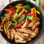 The Best Chicken Fajitas Recipe. Flavorful, juicy, seasoned chicken fajitas with sauteed onions and peppers.  The perfect chicken fajitas recipe! www.modernhoney.com #chicken #chickenfajitas #fajitas #mexican #mexicanfood