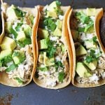 Creamy Crockpot Salsa Verde Chicken Tacos. Slow Cooker 3-Ingredient Creamy Salsa Verde Chicken Recipe. A quick, easy, flavorful meal! www.modernhoney.com #tacos #chickentacos #slowcooker #crockpot #crockpotchicken